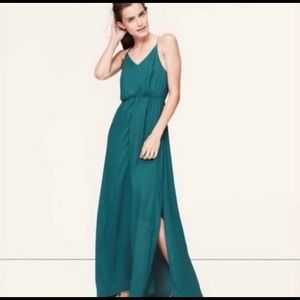 LOFT Emerald Green Spaghetti Straps Maxi Dress